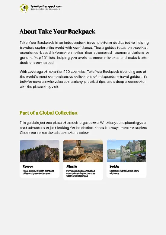 example page 1 from our offline Travel Guide for North Macedonia